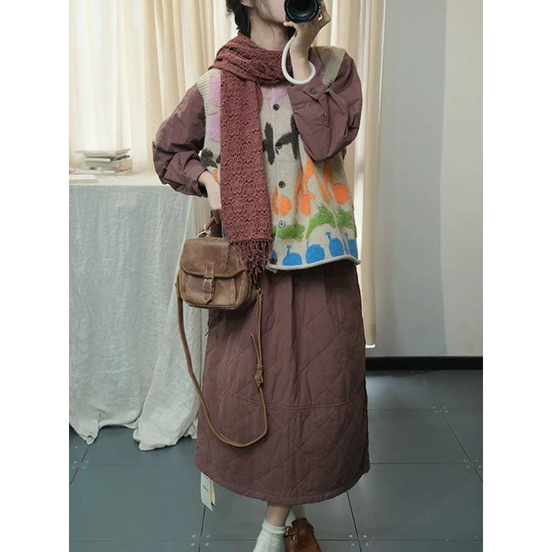 Dimanaf 2025 Autumn Sleeveless Women Buttons Vest Sweaters Style Printing  Knitting Casual Loose Sweater