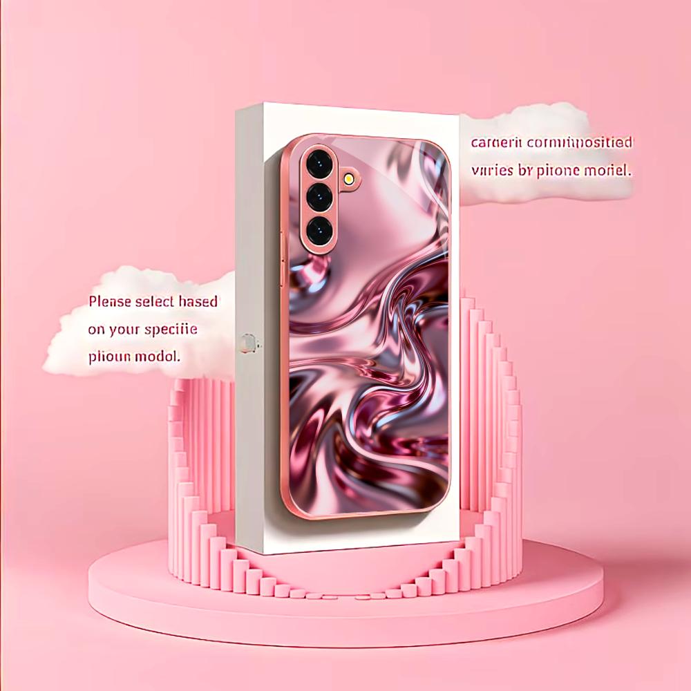 Metallisch pinke Textur Madam pink Glas Handyhülle für Samsung Galaxy S26 S25 S24 S23 S22 S21 FE Ultra Plus Stoßfest Weiblich