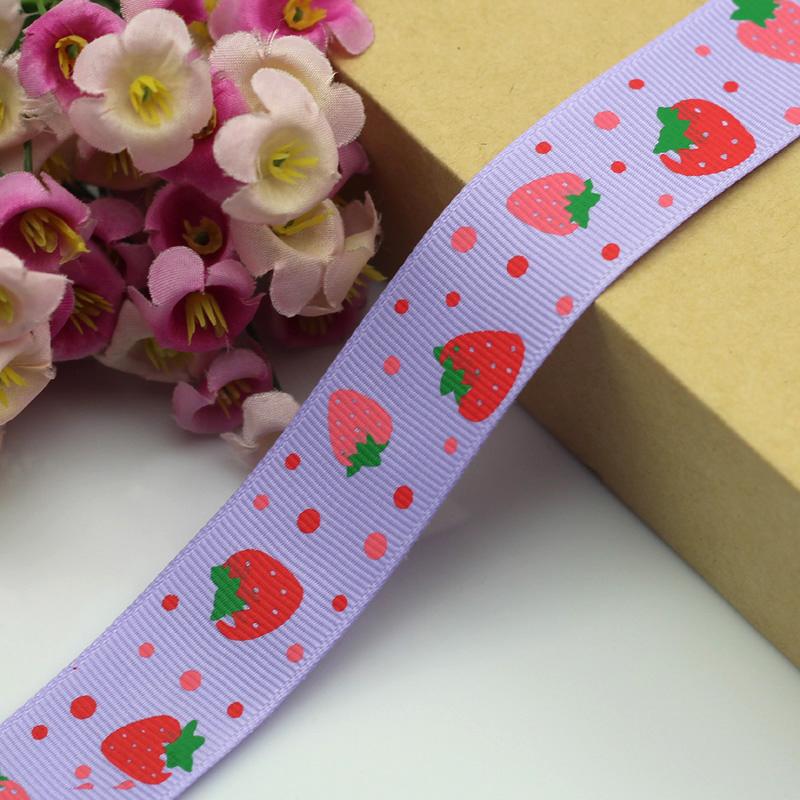 

(1 Meter/lot) 25mm Grosgrain Ribbon Handmade Design Printed Cotton Ribbons for Wedding Christmas Decoration DIY Sewing Fabric Strawberry Ribbon