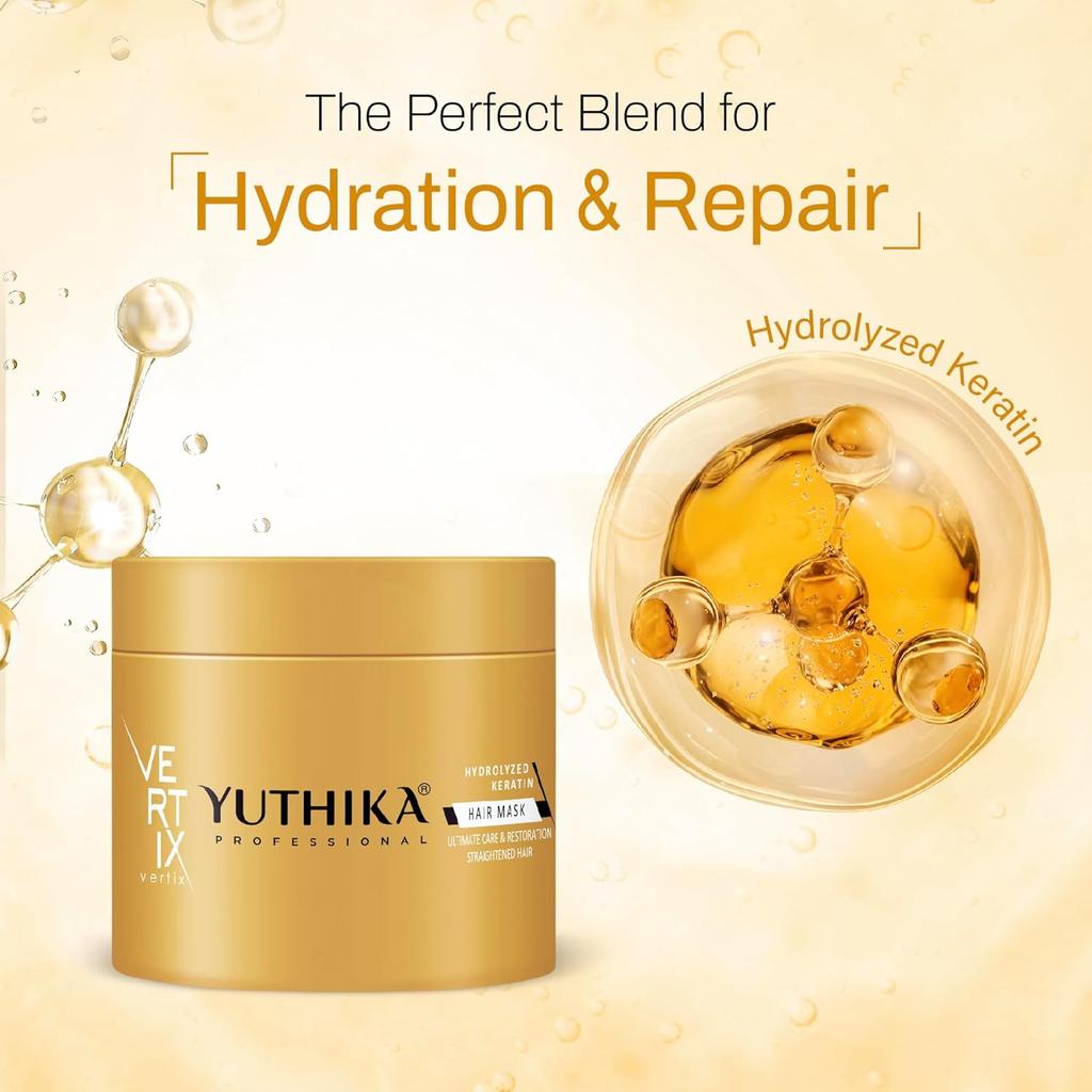 Yuthika Professionelle Vertix Hydrolyzed Keratin Haarmaske 150ml zur Reparatur von trockenem, geschädigtem Haar