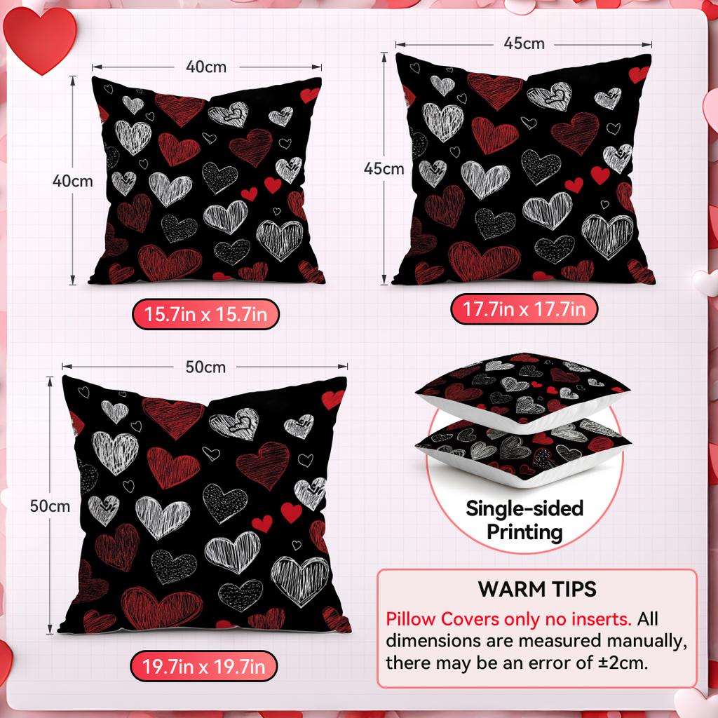 Valentine'S Day Graffiti Pillowcase Printed Polyester 40/45/50cm Throw Pillowcover Decorative Sofa Cushion Pillowslip Home Decor