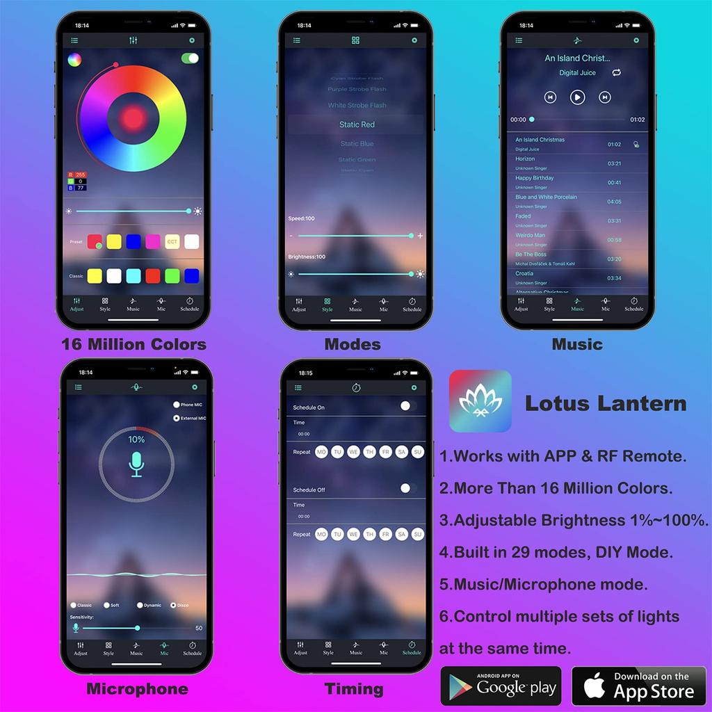 Car Interior LED Light RGB Fiber Optic Ambient Strip Neon Lighting Kit APP Remote Control Auto Decorative Atmosphere Lamps Neon Lights 4
