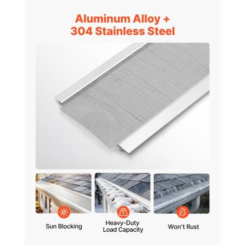VEVOR Gutter Guard, 152.4 mm Aluminum Gutter Cover with Stainless Steel Micro Mesh, Heavy-Duty 14.63 m Length, 1.02 mm Thick