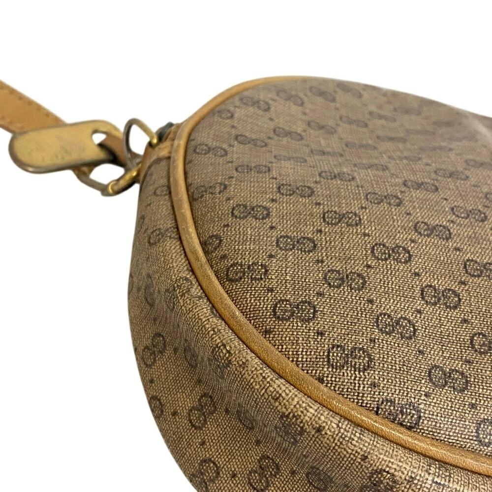 GUCCI 007 104 0013 vintage Old Gucci Micro GG PVC Shoulder Bag beige PVC Used