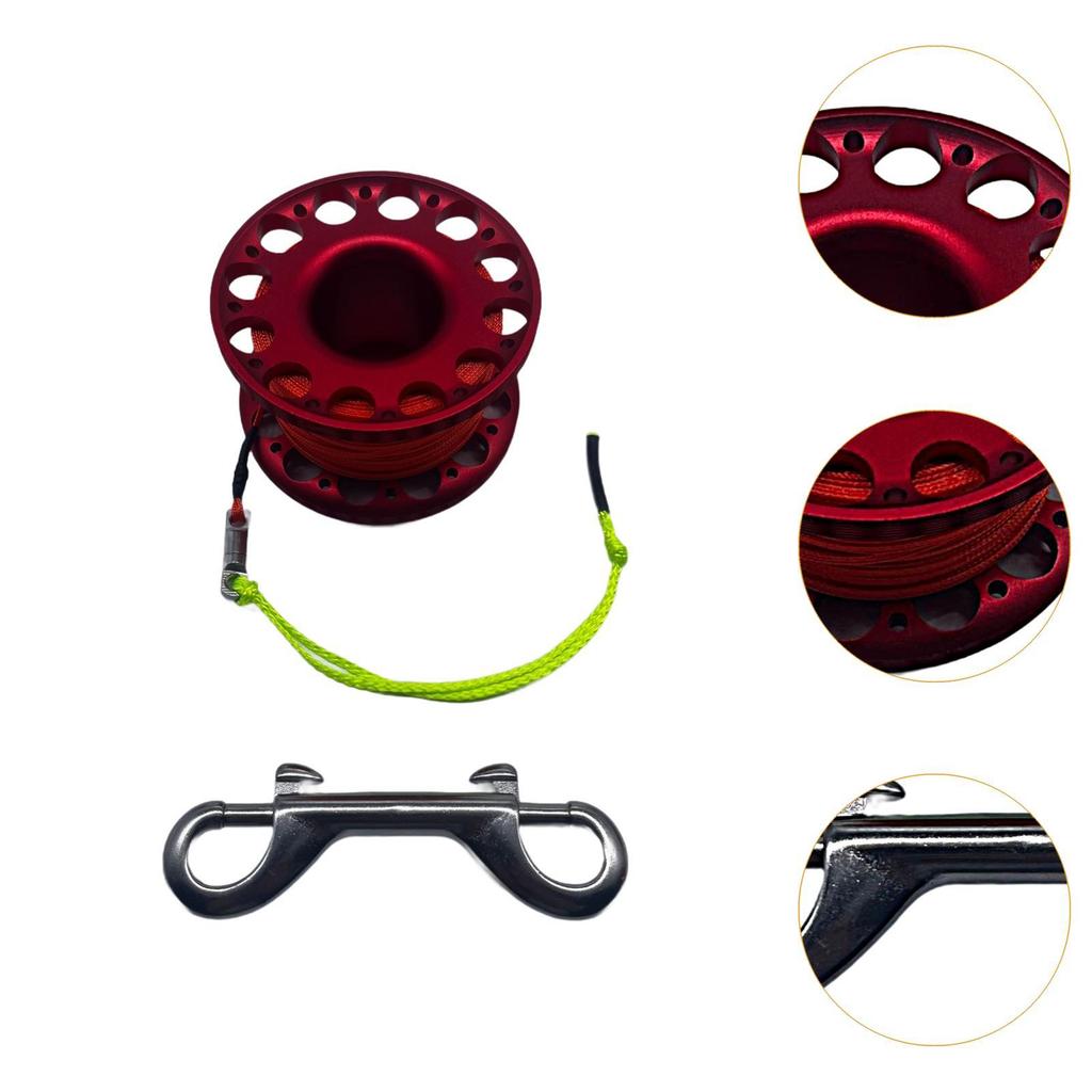 Diving Reel with Double End Bolt Snap Clip, Reel, Portable Spool for Accessories