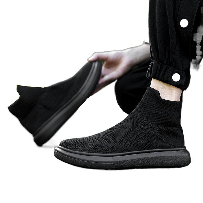 Shoes winter velvet new large size fly-woven couple high-top board shoes with cotton socks shoes