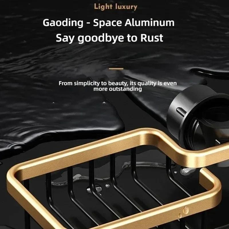 Kitchen Space Aluminum Sink Drain Rack Sponge Storage Faucet Holder Soap Drainer Shelf Basket Organizer Bathroom Accessories