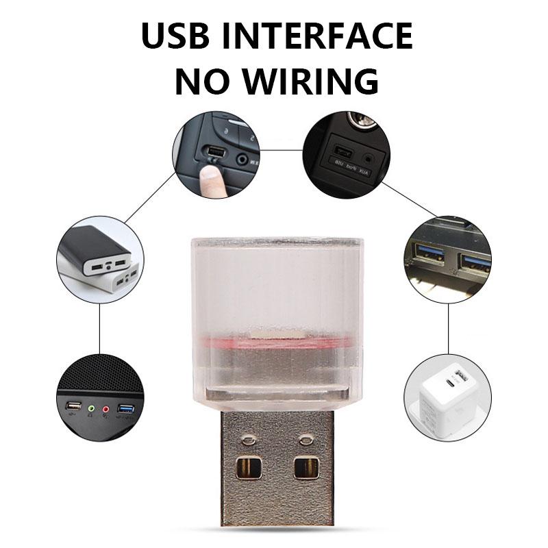 4Pcs Car Mini USB LED Ambient Light Portable Plug and Play Decorative Atmosphere Lamps for Interior Environment Flashing Light