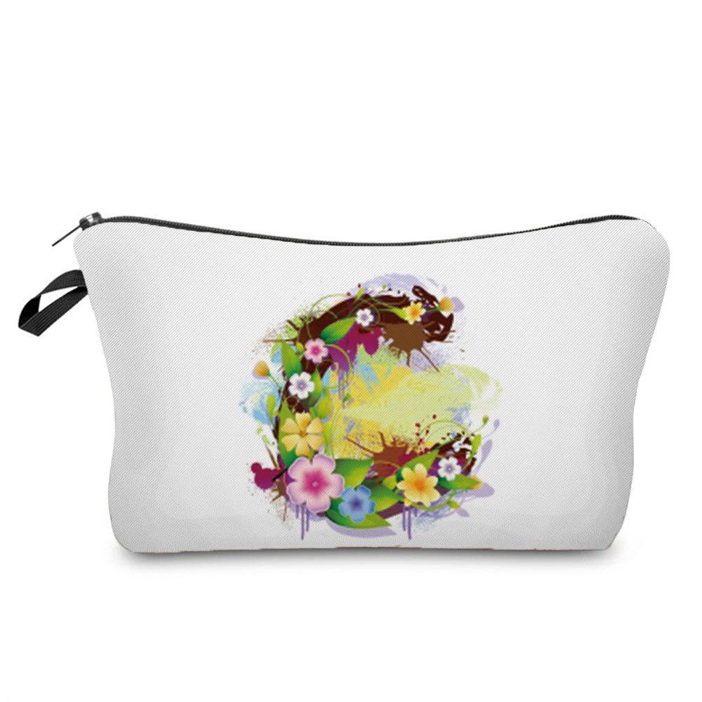 Women Flower Group Letters Print Cosmetic Bag Toiletries Organize Travel Storage Case 6787