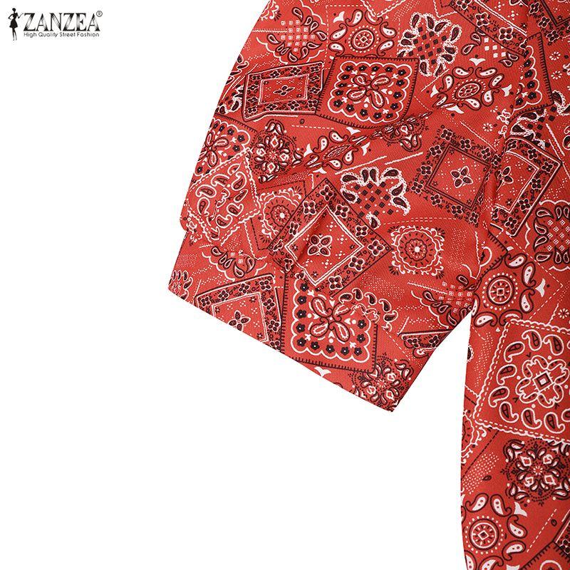 ZANZEA Women Casual Round Neck Summer Short Sleeve Dress