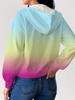Women's Plus Size Gradient Hoodie Zipper Jacket - Casual Loose Fit 2026 New Arrival