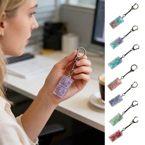 Keyboard Fidget Toy 2-in-1 Keyboard Decompression Button Finger Clicker Toy 2-Keys Fidget Keychain Work Travel Stress Relief Desk Toy