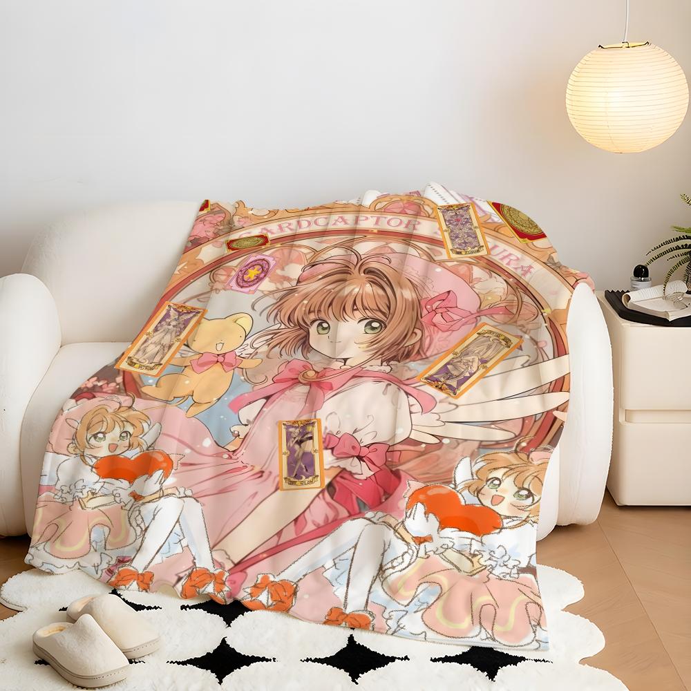 Anime C-Cardcaptor S-Sakura Throw Flannel Throw Blanket, Lightweight Cozy, Durable Washable cute Cool