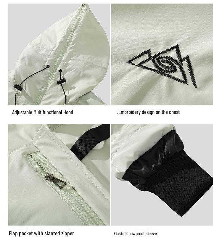 Men's Plus Size Waterproof Multi-Pocket Ski Jacket with Cotton Padding for Winter Warmth 