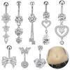 Long Dangle Belly Button Rings Stainless Steel Butterfly-Knot Heart Belly Piercing Nombril For Women Sexy Body Jewelry