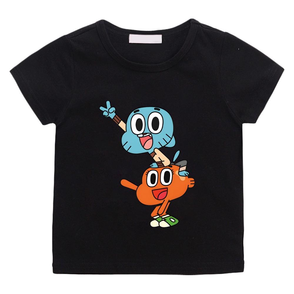The Wonderfully Weird World of Gumball New Style Children T-Shirt Cute Cartoon Printing 100%cotton T-shirts Children Soft Tops