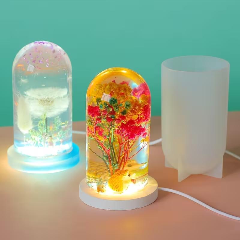 DIY Crystal Epoxy Resin Mold Led Night Light Ornament Spherical Lamp Holder Cylindrical Silicone Mold