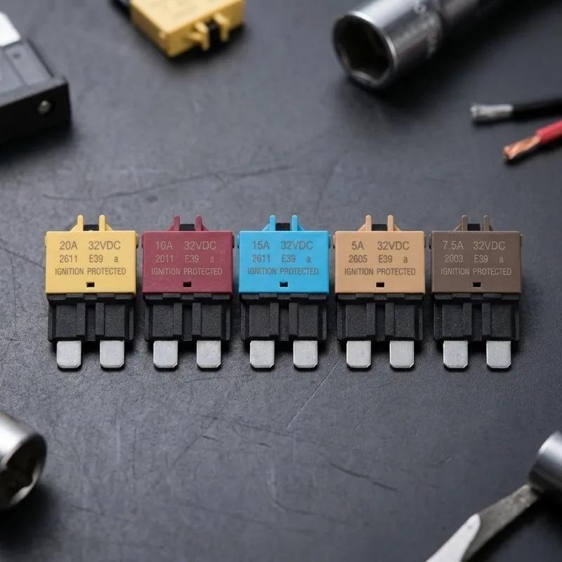 Car Blade Resettable Fuses 5A 7.5A 10A 15A 20A Automotive Fuses Circuit Breaker for E39 Fuse Car Plug-in Overcurrent Protector