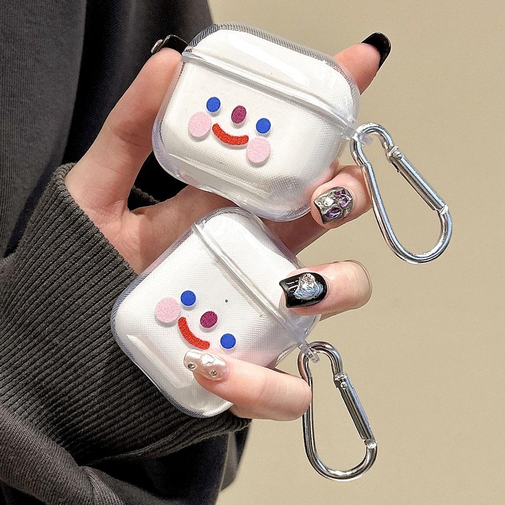 Transparet Cherry Smile Silicone Case For AirPods 4 Pro3 Earphone Cover for Apple Airpod Pro 1 2 3 4th Gen Protective Case Hook
