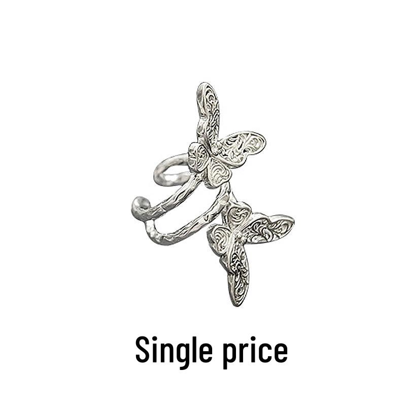 Double-Layer Butterfly Ear Clips - Trendy Hollow Arabesque Design for Autumn/Spring, Sweet & Cool Style, No Piercing Needed