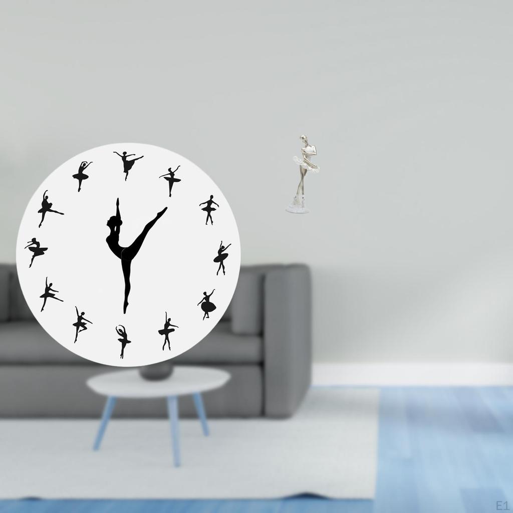 Ballerina Wall Clock Ballet Dancing Girl Silent Mute Decorative And Figurine Desktop Ornament