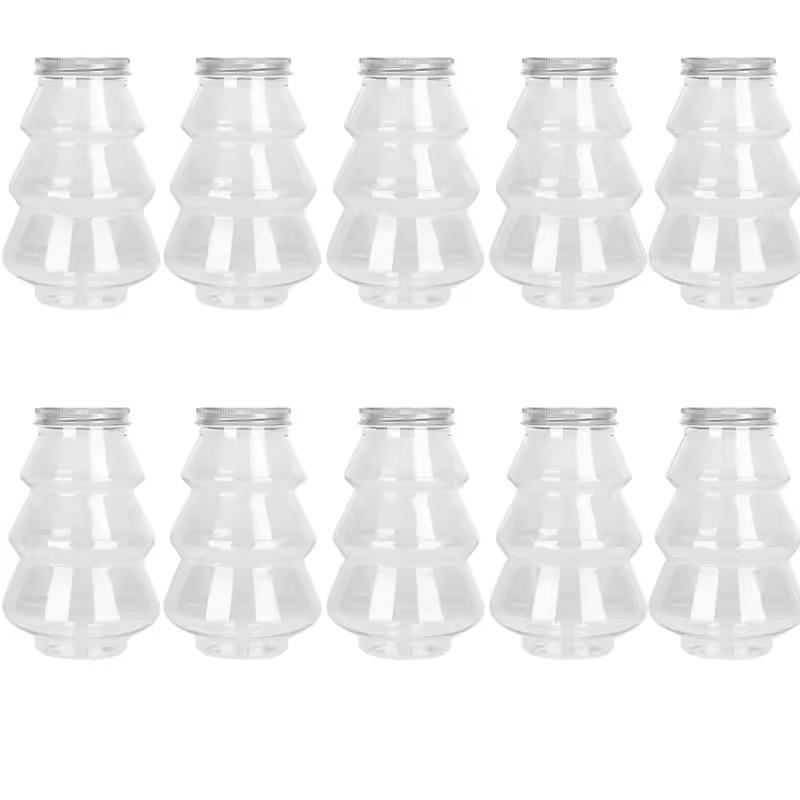500ml Christmas Candy Biscuits Bottle Christmas Tree Shape Drink Bottles Juice Milk Tea Jar Food Storage Container Party Favors