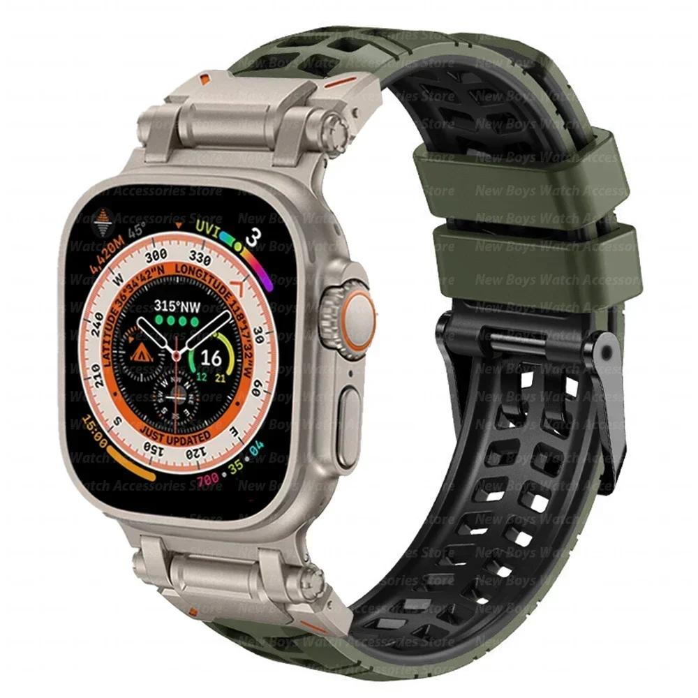 

Silicone Band for Apple Watch Ultra 2 49mm 46mm 44mm 45mm Men Sports Strap Breathable Correa for iWatch Series 10 9 8 7 se 6 5 4 44mm 45mm 46mm 49mm