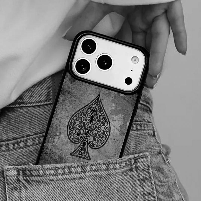 Spades Poker Play Cards Ace Art Phone Case for iPhone 17ProMax 12 13 14 15 16e 17 Pro Max Plus Air Cover