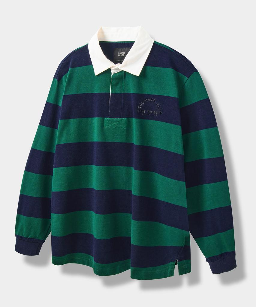 Dimiteulibeullaeg Asi Striped Rugby Sweatshirt Green/Navy