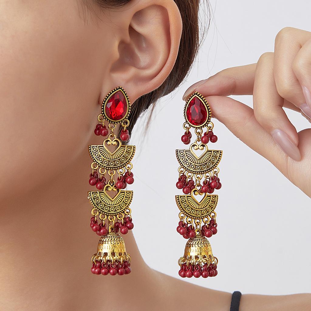 Bohemian Vintage Tassel Earrings for Women , Titanium Alloy Ear Studs , Ethnic Style Drop Earrings
