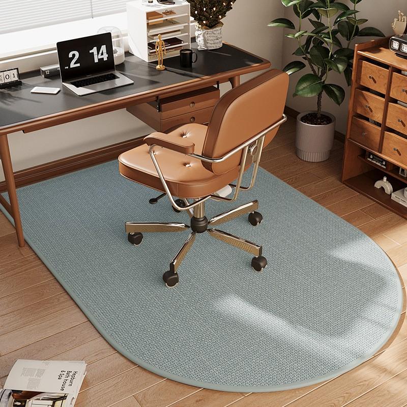 Modern Minimalist Linen-Style Woven Area Rug Home Office Chair Mat Non-Slip Quiet Arch Shape Floor