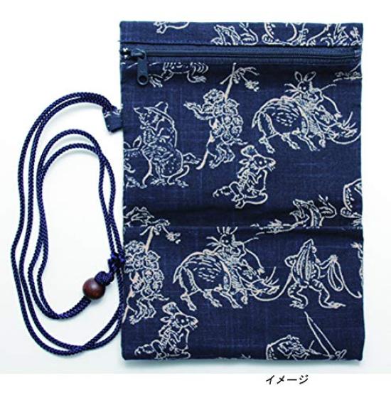 Maruzen Travel x 1 x cm Wallet, Choju-giga (animal caricatures) design, Brown, 17.5 9.5