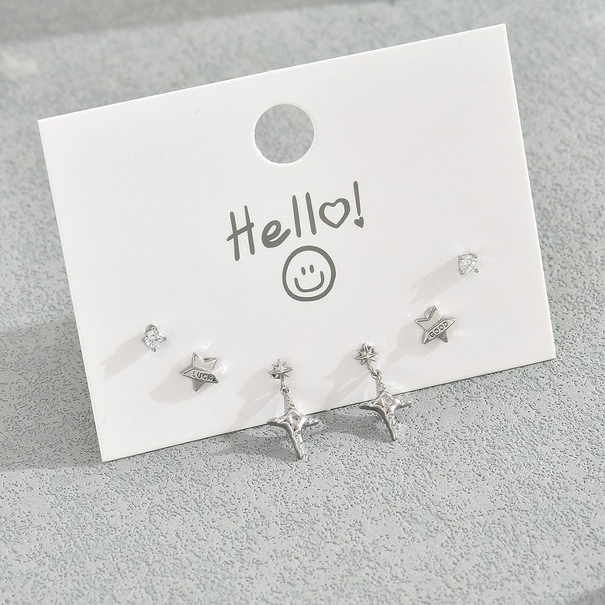 

2025 new small fresh Mori women s earrings sweet star design inlaid zircon stud earrings