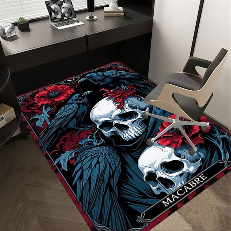 

1pc Skull Raven Carpet Anti Slip Polyester Floor Mat for office.Bedroom 60cm by 90cm