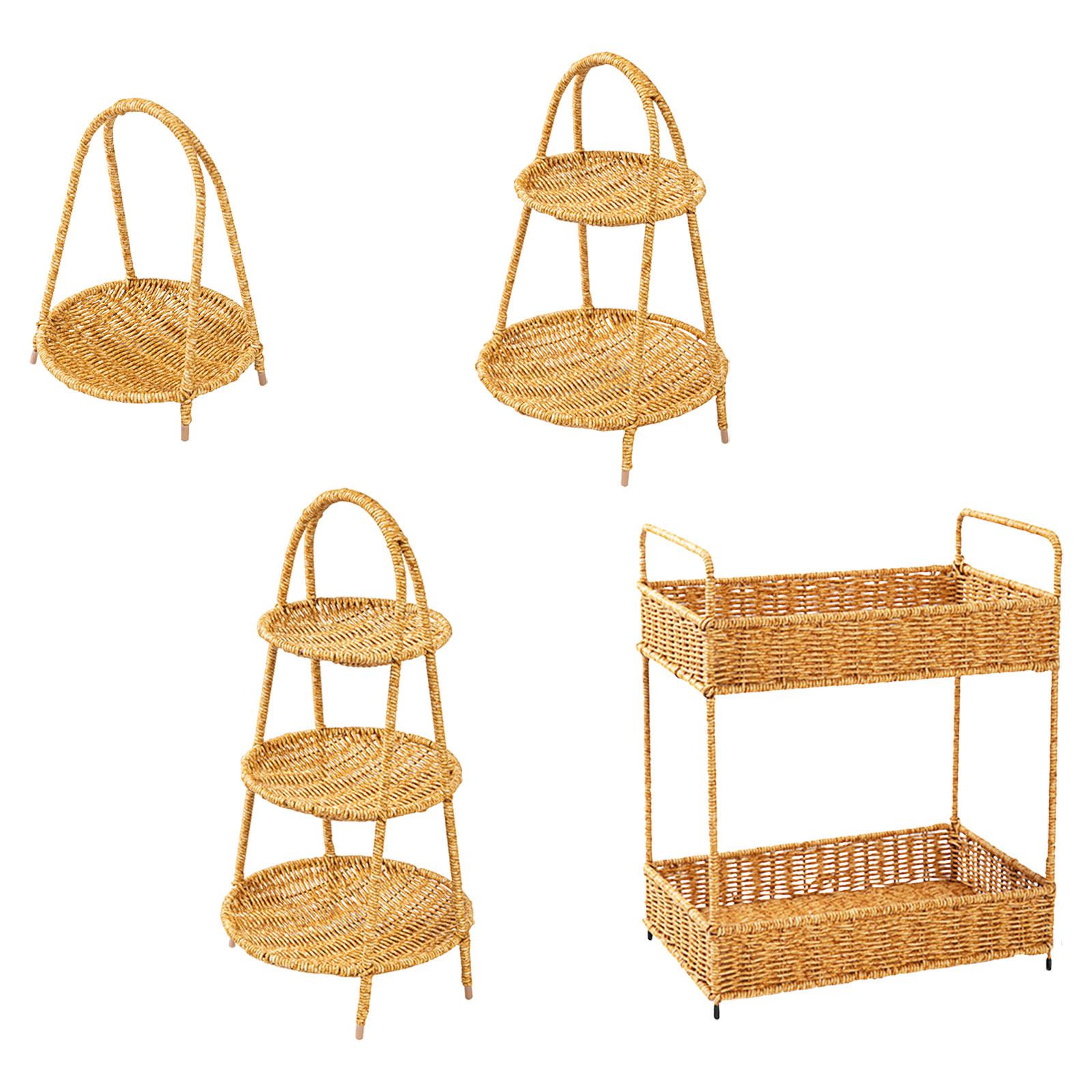 

Woven Bread Basket, Rattan Serving Tray, Hand Woven rack, Kitchen Organizer, for Snack Mini Accessories coffee Table Photo Props Round single layer