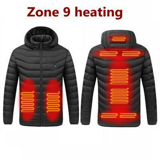USB-Rechargeable Heated Winter Jacket - Men's 2/4/9-Piece Smart Heating Cotton Coat