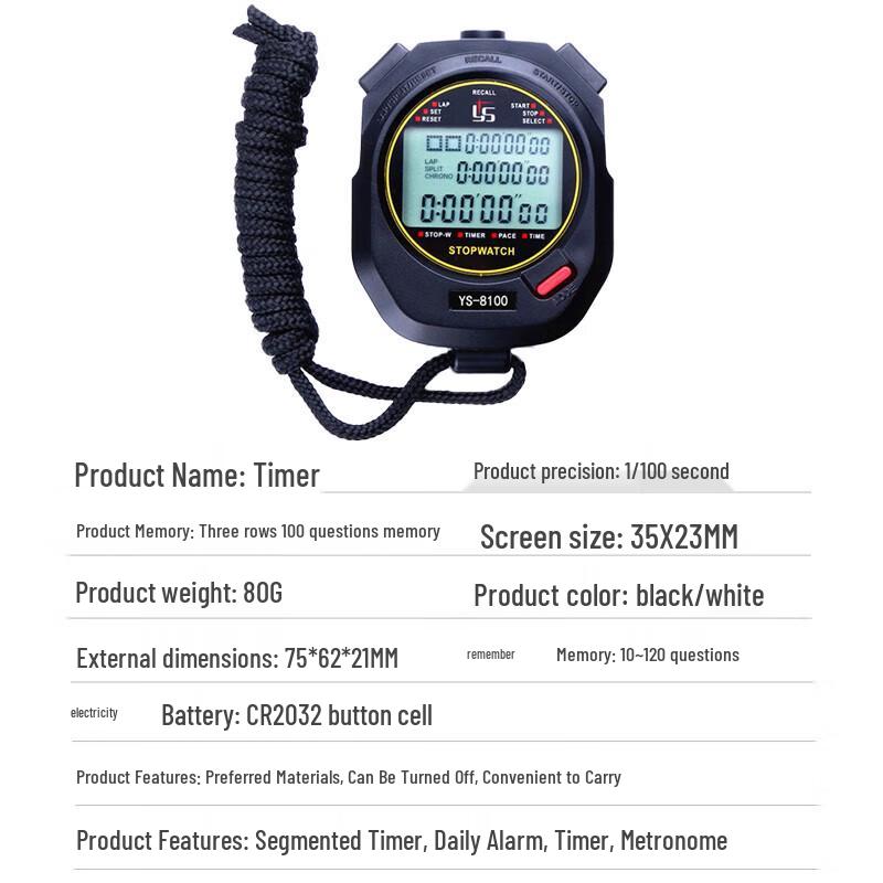 Lailer Professional Sports Stopwatch with 100-Lap Memory