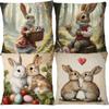 European Easter Forest Rabbit Eggs Hand Painting Cushion Covers Flower Decor Pillowcase