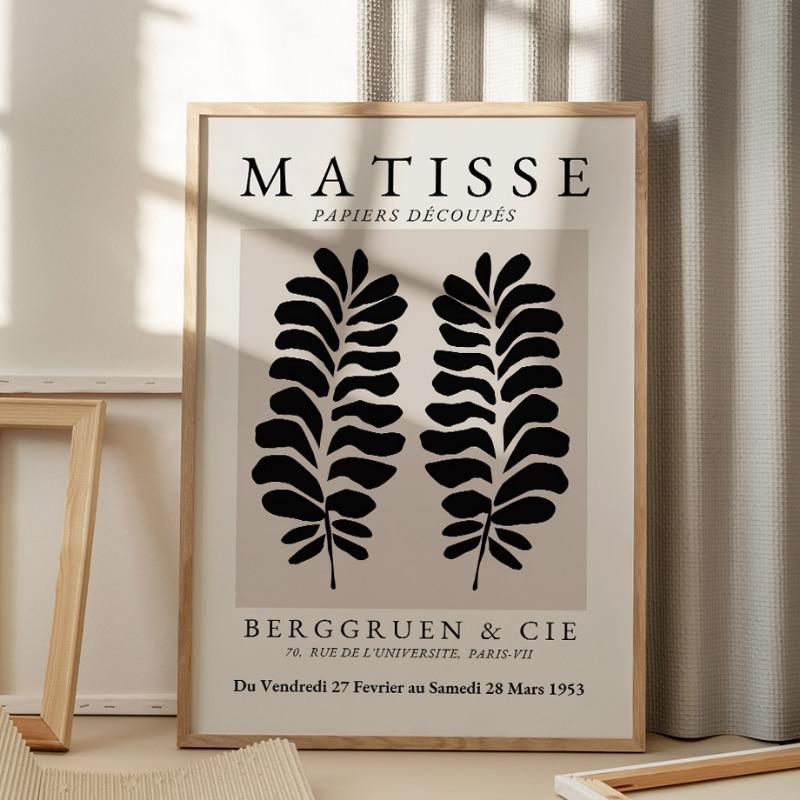 Abstract Matisse Black Leavf Lines Flower Girl Mountain Wall Art Canvas Painting Posters Prints Pictures For Living Room Decor