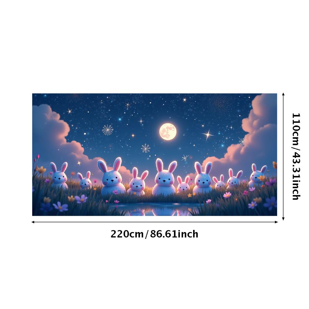 Bunny Backdrop Fabric Party Supplies Easter Banner Lightweight Photography Props For Indoor Spring Decorations Kids