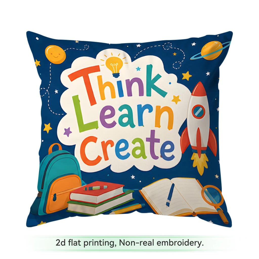 1pcs/4pcs Back-to-school Inspirational Cushions Pillowcase Polyester Cushion Cover Throw Pillow Pillowcover Home Car Sofa Decor