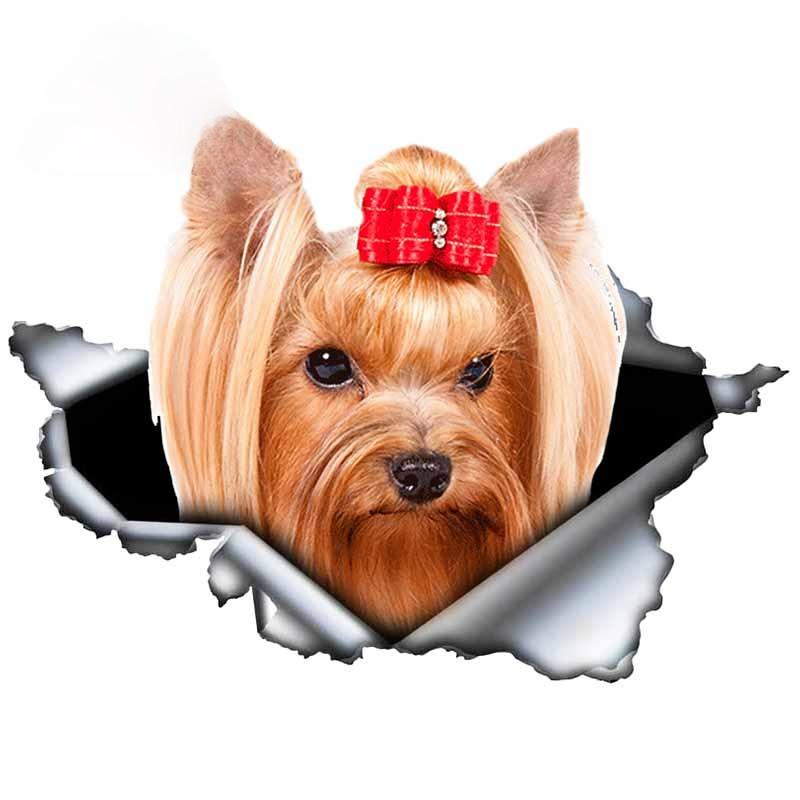 LYKX Yorkshire Terrier Pet Dog Styling Personality Sticker Torn Metal Vinyl Decal Animal Car Stickers Window Bumper