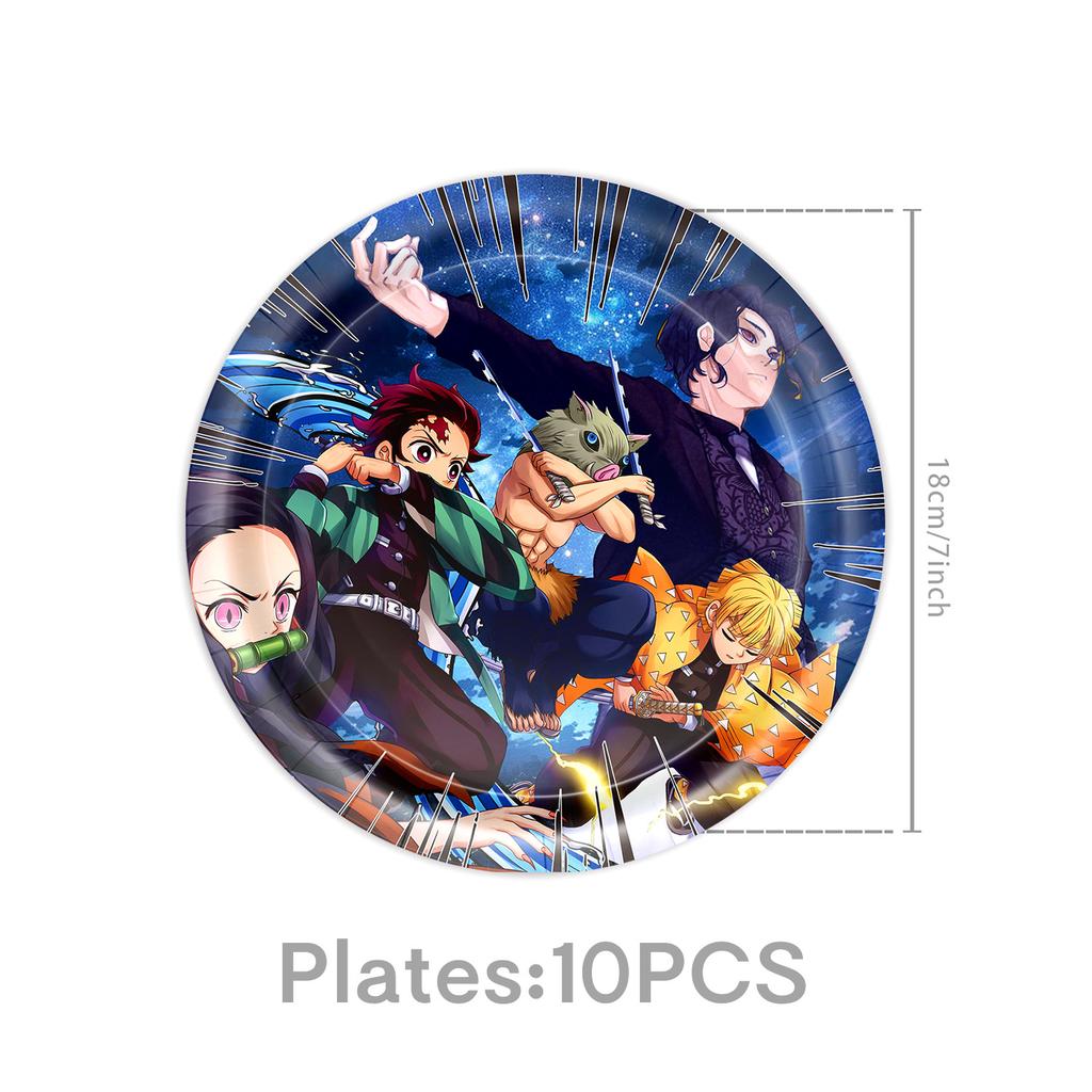 Anime Dämon Geburtstagsparty Dekoration Einweg-Geschirr Teller Tischdecke Becher Serviette Babyparty Kinder Partygeschenke Zubehör