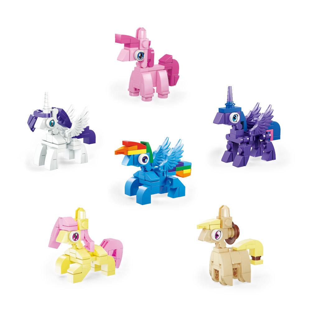 Caja Misteriosa de Bloques de Construcción 6 en 1 My Little Pony Figura de Equestria Girls Twilight Sparkle Bloques de Construcción Juguetes de Dibujos Animados Para Niños