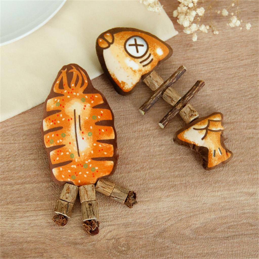 Cattoy Fish Bones Made Of Wood And Knotweed, Realistic Fish For Teeth Grinding, Self-entertaining Toy, Grilled Fish.