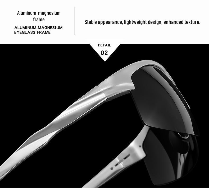 Aluminum-Magnesium Polarized Anti-Glare Sunglasses for Day/Night Cycling & Driving