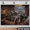 At the center of the background scene of the 2D workbench are two vintage motorcyclesXY