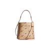 Mollie Strawberry Print Presbyopia Buckle Closure Coated Canvas and Smooth Leather Bucket Bag Shoulder Crossbody Bag 21 Women's Brown