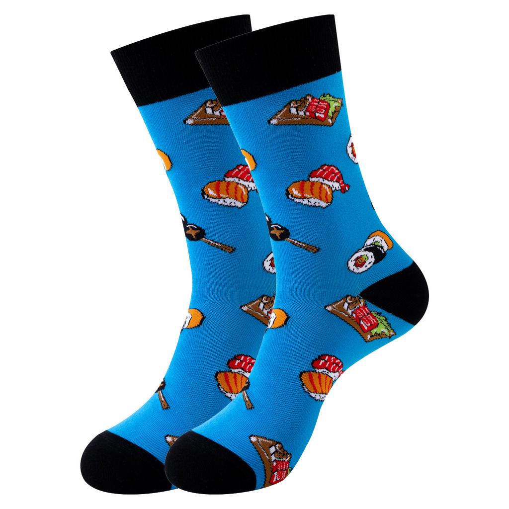 5 Pairs of New Mid-calf Socks: Original Food-themed Trendy Socks for Women – Fun, Quirky and Fashionable