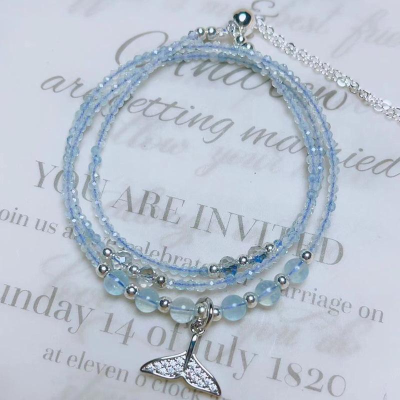 JYL TS Bracelet Bohemian  Set Multi Layer Style Brings Rich Charm And Luck D220 Aquamarine three-circle